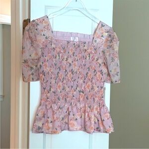 Rachel Parcell Floral Blouse in Pink and Peach